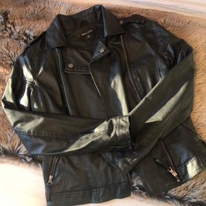 Faux leather biker jacket